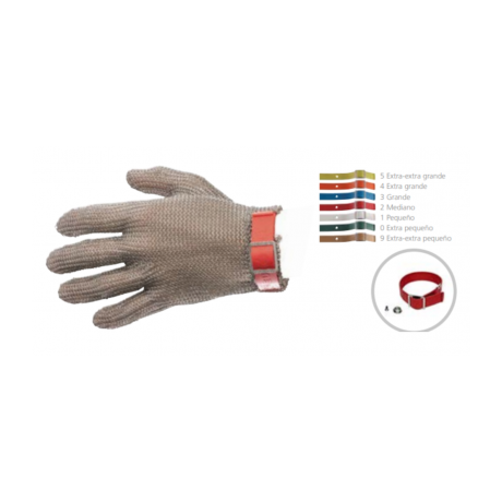 Guante de malla de acero inoxidable 5 dedos reversible